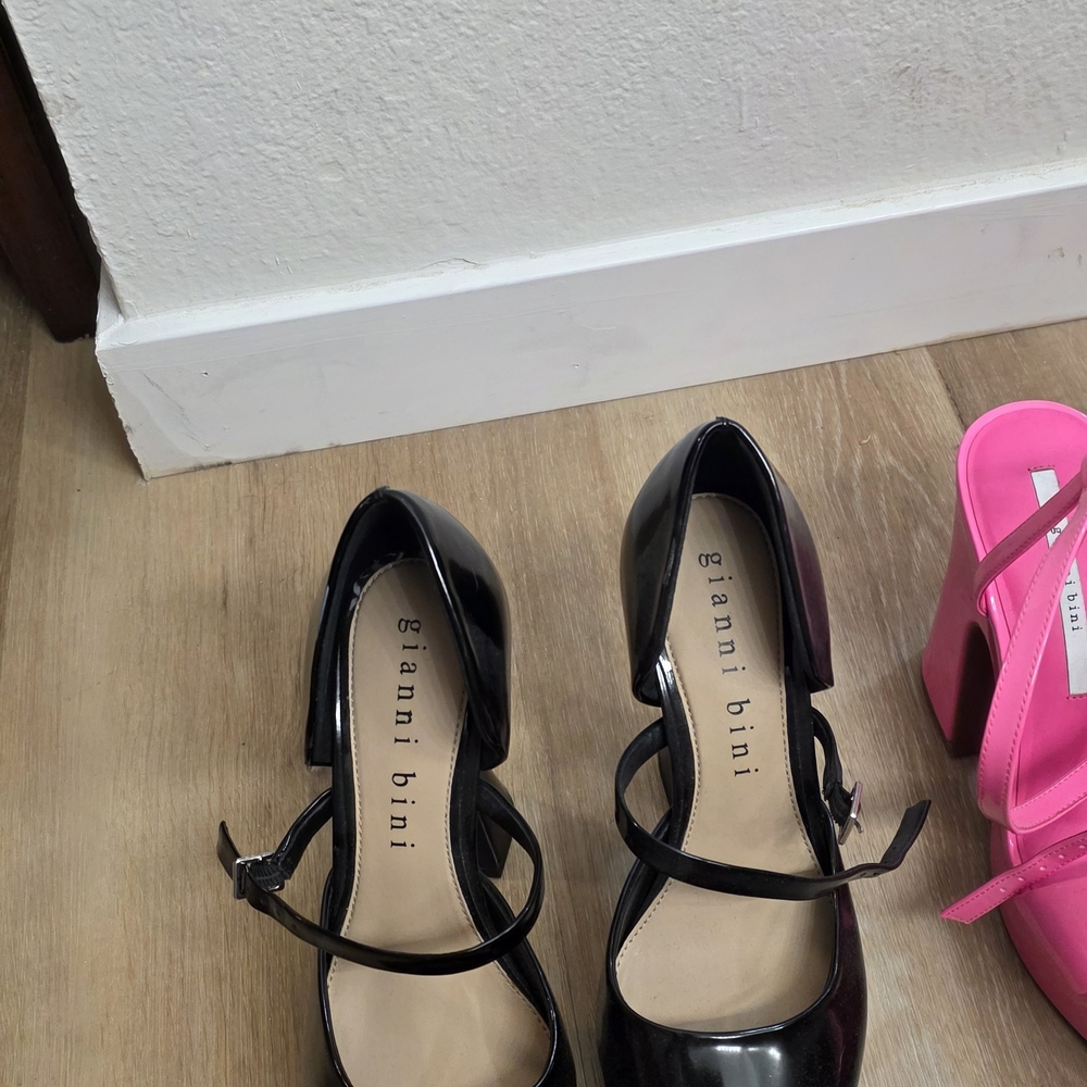 Multiples Black Patent Heels